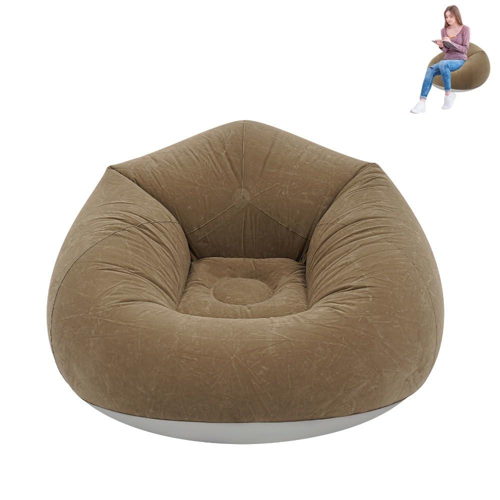 6-Piece Inflatable Sofa Set with Foot Pump, Portable Flocked Lounge Chairs, 330 lbs Capacity for Camping, Beach, Parties & Indoor Lounging (Coffee Color)