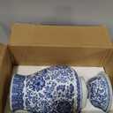 Blue and White Ginger Jars for Home Dcor, Chinoiserie Porcelain, Ginger Jar Vase Decor, Good Ideal for Room,Office Decoration,15" H