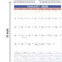2 x 2025 Wall Calendar - January 2025 - December 2025, 12 Monthly Hanging Calendar, 2025 Planner, A4 Size 8.5" x 11", Spiral Binding, Holidays, Julian Dates, Large Blocks, Twin-Wire Binding, Hanging Hook, (1 Pack) (White/Blue)