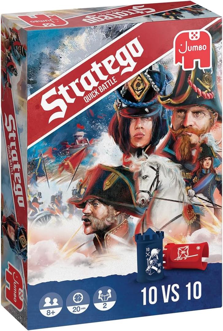 Stratego - Quick Battle, Strategy Board Game, Quick Play, Travel Version, 10v10 Piece, 2 Players, Age 8+