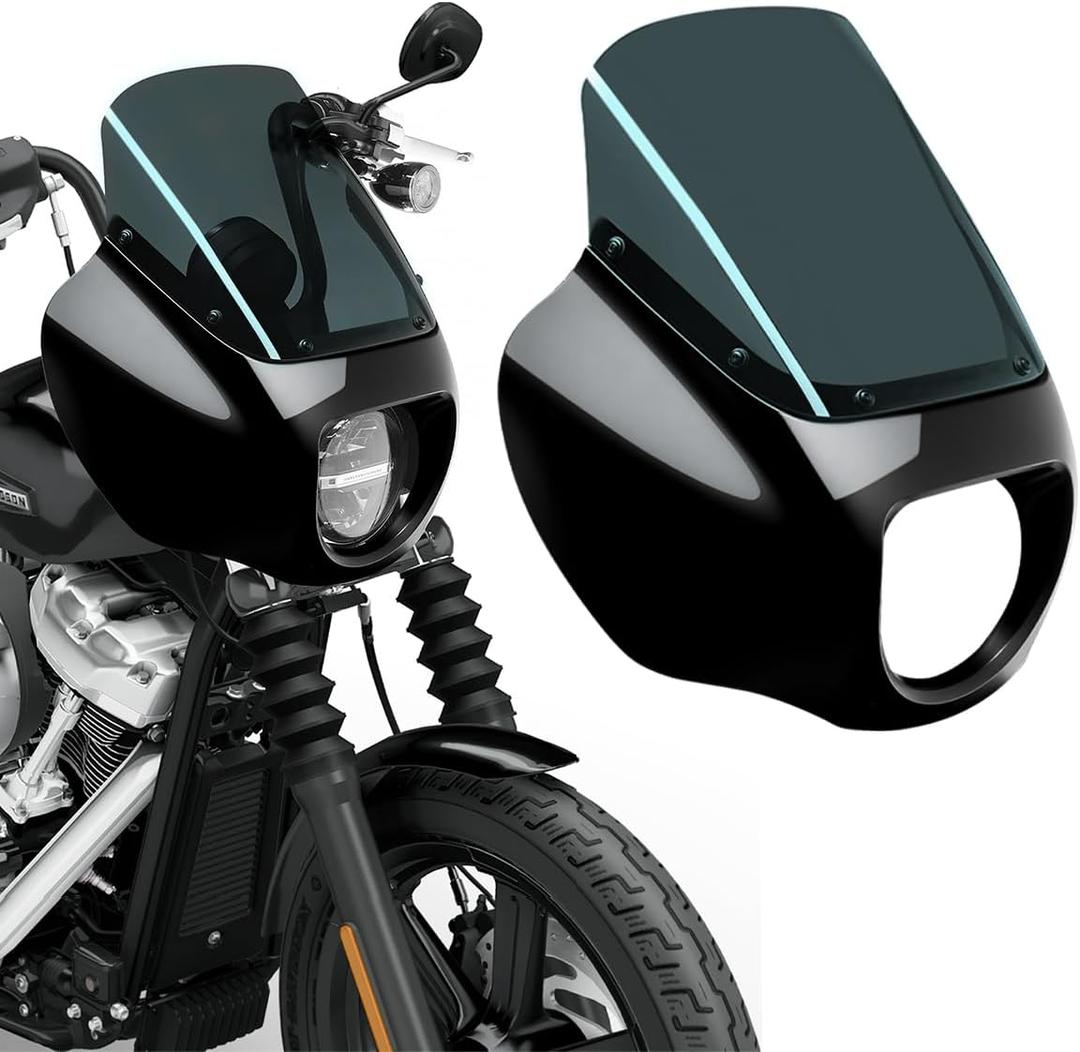 Motorcycle Fairing with 13" Smoke Motorcycle Windshield Quarter Fairing for Harley Street Bob FXBB 20182020 2025 FXBBS 20212024 Softail Standard FXST 20202024