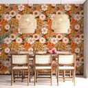 HAOKHOME Boho Peel and Stick Wallpaper Floral Wall Paper Removable for Bedroom Orange/Pink/Orange Contact Paper 17.3in x 9.8ft