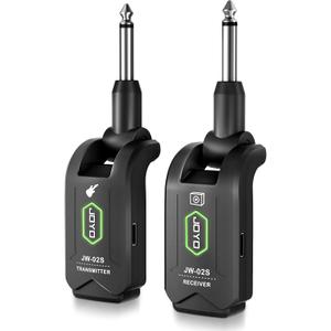 JOYO 5.8GHz Wireless Guitar System Wireless Guitar Transmitter Receiver Rechargeable Audio with 4 Signal Channels for Electric Guitar Bass 20M (JW-02S)