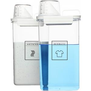 Laundry Detergent Dispenser, Liquid Laundry Container & Powder Soap Dispenser, 2 Pack Plastic Laundry Storage for Laundry Room Organization, Fabric Softener Dispenser (2.3L)