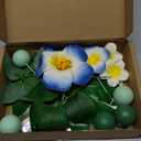 23 PCS Flower Cake Topper Hawaiian Cake Decorations with Palm Leaves Hibiscus Flowers Balls for Hawaii Aloha Jungle Summer Theme Wedding Birthday Baby Shower (Blue)