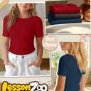 LessonZoo 3 Pack Girls Short Sleeve Cute Shirts, 3-Color, 9-10 Years