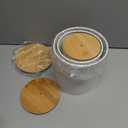 Pebble & Stem White Metal Canister Set for the Kitchen Counter, Food Canister Set of 4, Airtight Lids, Sugar and Flour Containers for Countertops, Coffee and Tea Storage, Farmhouse Decor