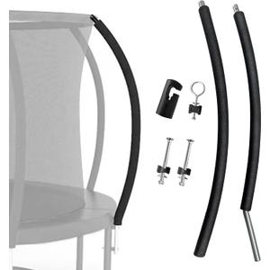 Universal Trampoline Replacement Curved Net Pole, Curved Pole Kit for 10-16ft Frame, with Plastic Tube Cap, Mounting Hardware, Foam Padding