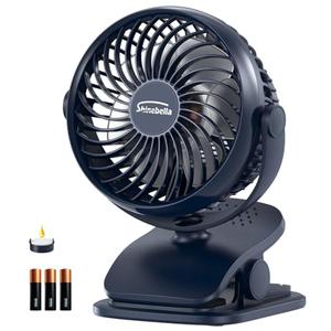 Shinebella AA Battery Powered Clip on Fan with 4-Speed, 5’’ Small Desk Fan with Aroma Function, USB Powered, 360°Rotation, Ultra Quiet, for Golf Cart, Stroller, Bedroom,Car(Batteries Not Included)