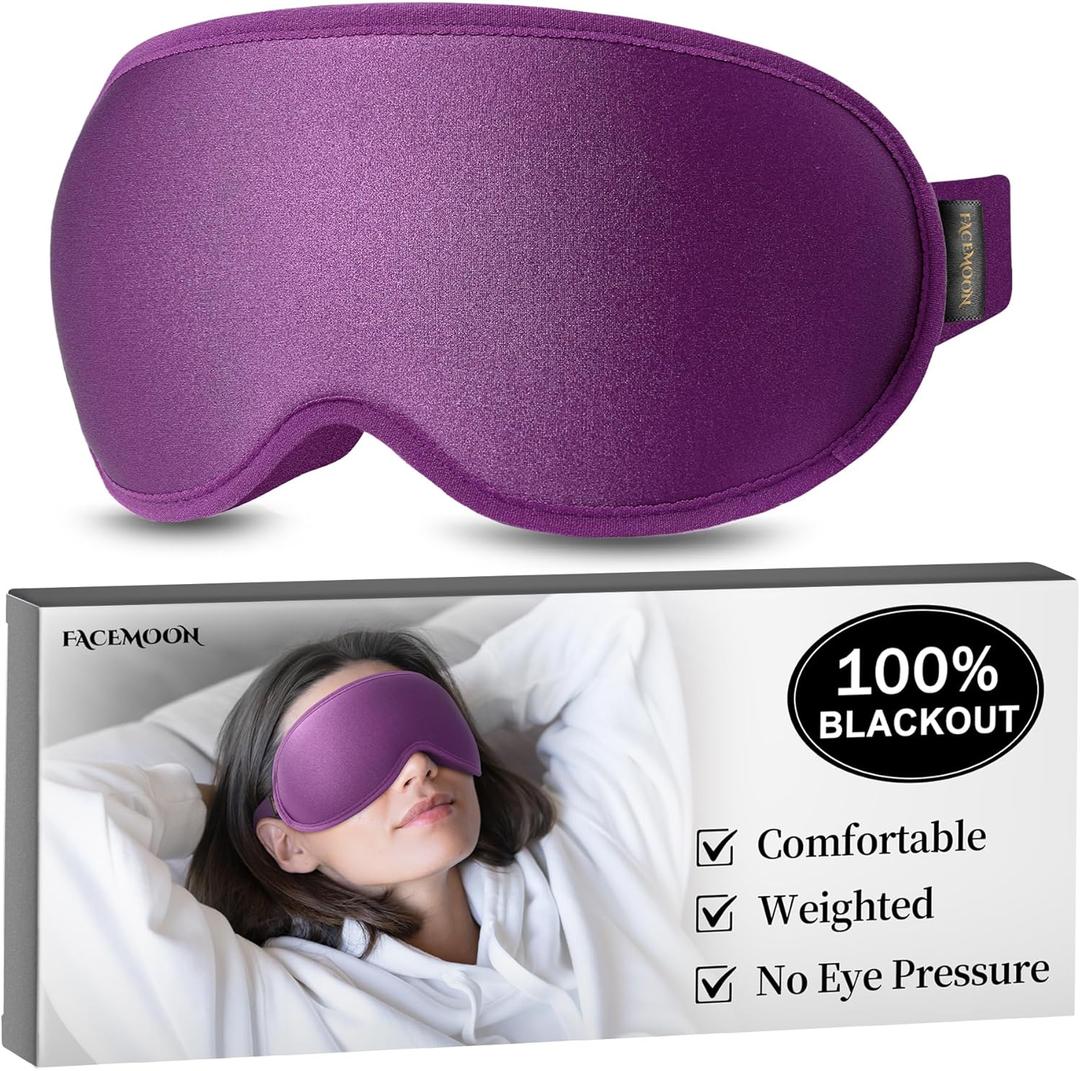 Blackout Eye Mask for Deep Sleep, 3D Weighted Sleep Mask for Women, Zero Pressure, Perfect for Airplane Travel, Meditation, Yoga, Postpartum Rest & Relaxation, Purple