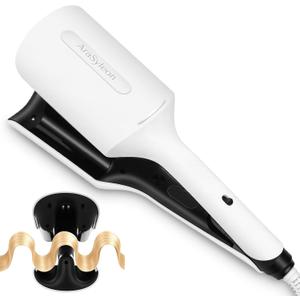 Crimper Hair Tool | Hair Waver 1.25 Inch Three Barrel Curling Iron | Anti-Scald Timer Safety Dual Voltage | Negative Ion Ceramic Coating for Long-Lasting Mermaid Waves