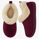 HomeTop Women's Closed-back Slippers Faux Wool Warm Non-slip Outdoor Indoor House Shoes with Fuzzy Collar, Size US 9-10