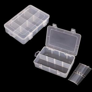 2 Packs 8-Compartments Art Supply Container, Clear Plastic Organizer Box with Dividers for Crafts Jewelry Fishing Tackles Hardware Metal