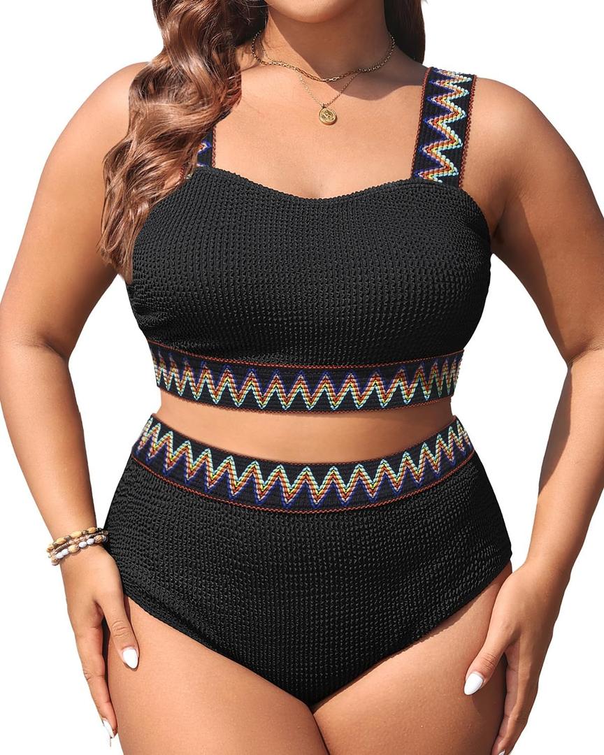 Daci Women Plus Size 2 Piece Swimsuits - High Waisted Bikini Sets Tummy Control Bathing Suit 2025 Swimwear (Black, 16W) Daci Women Plus Size 2 Piece Swimsuits - High Waisted Bikini Sets Tummy Control Bathing Suit 2025 Swimwear (Black, 16W)