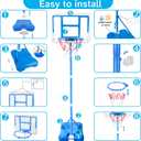 Kids Toy Gift for 3 4 5 6 7 8 Years Old, Kids Basketball Hoop Adjustable Height 3.5FT-6.2FT, Mini Basketball Hoop for Boys Girls, Basketball Goal Toys Outdoor Indoor Game Gifts(Blue)