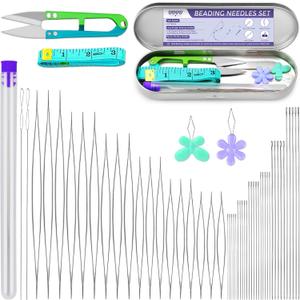 86 Pcs Beading Needle Set,6 Sizes Big Eye Seed Bead Needles,Long Straight Beading Needle,Twist Beading Needles,Flexible Needle for Beads for Jewelry Making