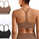 Raxnode Padded Y-Back Sports Bra for Women - Racerback Low Impact Spaghetti Strap for Yoga Workout Top, S