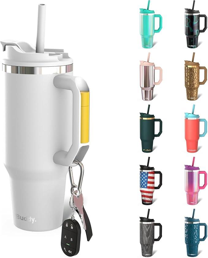 Frost Buddy Thicc Buddy - 40 oz Stainless Steel Vacuum Insulated Tumbler with Lid and Straw for Water - Travel Mug Cupholder Friendly - Gifts for Women Men Him Her