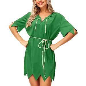 AOBUTE Women Halloween Green Fairy Costume Shiny Dress Adult Forest Cosplay, Medium