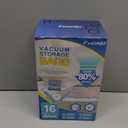 16 Pack Vacuum Storage Bags with Hand Pump, 4 Jumbo + 4 Large + 4 Medium + 4 Small Plastic Packaging Bags, 80% Space Saver Vacuum Seal Bags for Clothing, Travel Lugggage, Blankets, Comforters