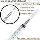100 Pack - 5ml/cc Luer Lock Plastic Syringe with Needle 22Ga, Lab Measuring Tools for Industrial Dispensing, Science Lab and Plant Injection Supplies
