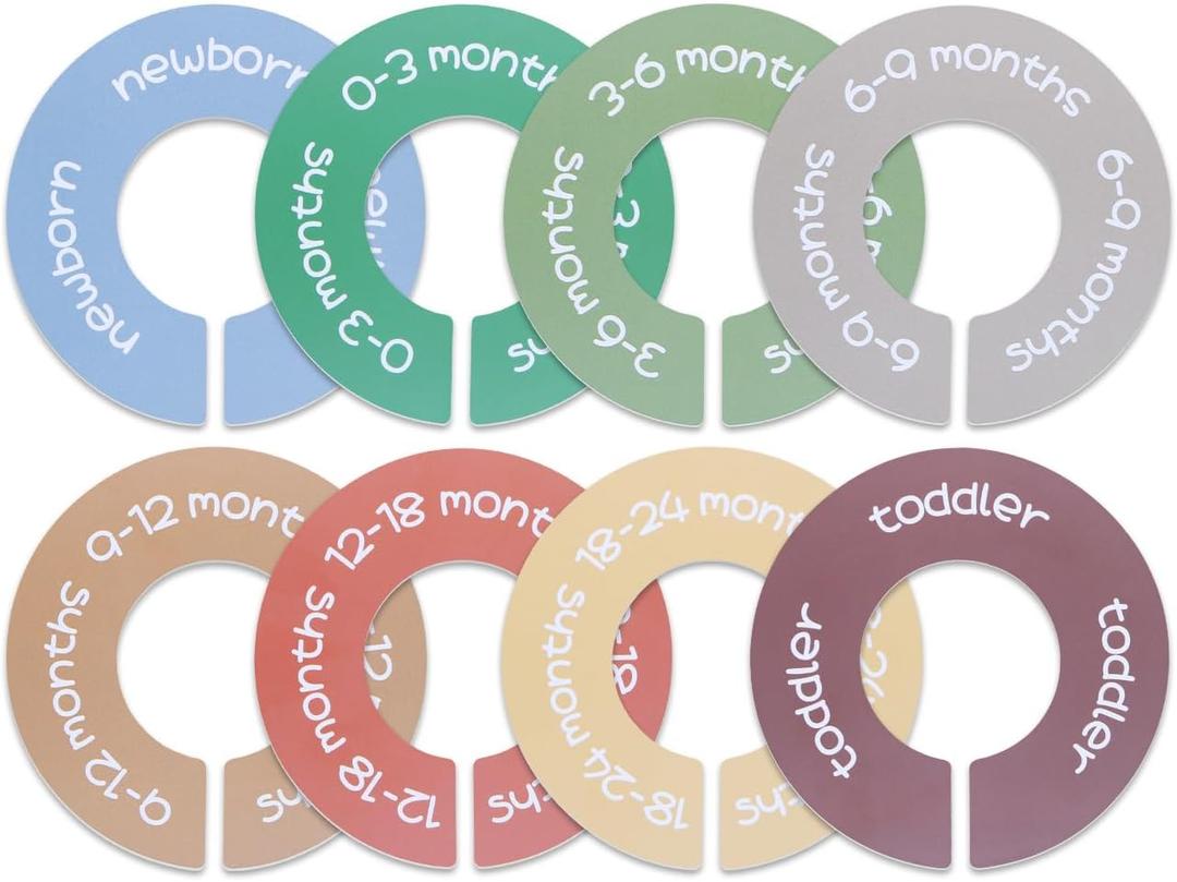 2 x Baby Closet Dividers - Set of 8 Round Double-Sided Clothes Dividers from Newborn to Toddler, Gender-Neutral Baby Clothes Organizer