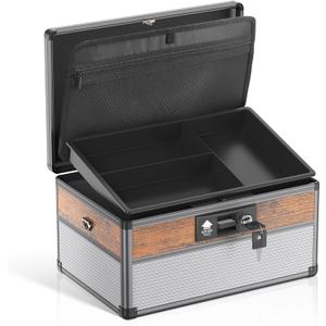 Glosen Medicine Lock Box,locking medicine box, Security Lock Boxes Large 14 x 8.85 x 7.5 Inch lock box, First Aid Key Safe Box,Lock Box for Medication