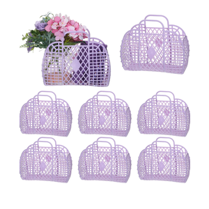Tatuo 8 Pcs Jelly Purse Jelly Basket Beach Bags Reusable Handbags Plastic Easter Egg Basket for Women Girls kid