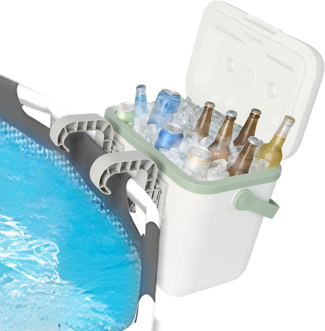 Portable Pool Cooler, Insulated Hard Cooler with Handle, for Above-Ground Pools, Holds Cold for 1-3 Days, Portable Poolside Cooler Swimming Pool Parties, Beach BBQ, Camping (White)