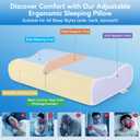 Cervical Neck Pillow Queen Size - Sandwich Dynamic Memory Foam Pillow for Sleeping, Adjustable Contour Ergonomic Orthopedic Cooling Pillow for Side, Back & Stomach Sleepers Soft