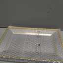 FOCUSLINE 8 PCS Plastic Serving Trays for Party, Clear and Gold Rim Serving Platters and Trays, Premium Plastic Fruit Tray, Disposable Platters for Cupcake, Dessert, Appetizers