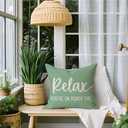 PANDICORN Eucalyptus Green Outdoor Decorative Throw Pillow Covers 18x18 Inch Relax Porch Time Rustic Farmhouse Throw Pillow Cases Decorations for Patio Sofa Couch Decor
