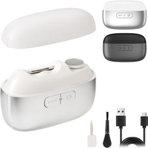 Electric Nail Clipper, 3-in-1 Automatic Nail Trimmer with Polishing & LED Light, Nail Scraps Storage, Portable Smart Nails Clipper for Seniors, Adults, Kids (Silver)