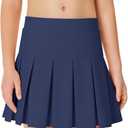 Haloumoning Girls Pleated Skirts School Kids Casual Mini Flare A Line Uniform Skorts Skirt 5-14 Years, Navy, 11-12 Years
