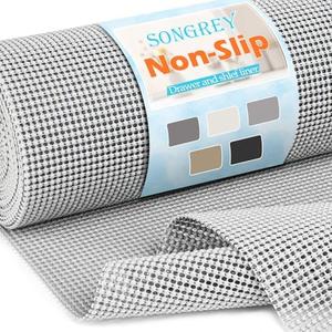 Songrey Non-Adhesive Drawer and Shelf Liner, Non Slip Cabinet Liners, Protect Kitchen Cupboard, Bathroom Drawers, Breathable, Thick Strong Grip mat (12IN x 20FT, Light Gray)