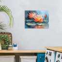 Lotus Wall Art Zen Floral Botanical Wall Decor for Bathroom Yoga Room Abstract Orange Flower Paintings Water Lily Canvas Prints Artwork Living Room Bedroom Spa Meditation Home Decorations 12x16"