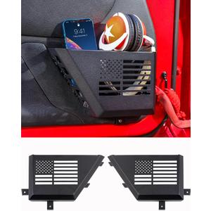 Savadicar Metal Front Door Pockets Compatible with 2011-2018 Jeep Wrangler JK JKU, Door Storage Accessories for Replace Sagging Nets, 2 PCs