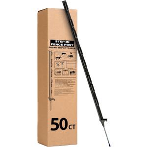 Zareba A-48B 4" Step-In Fence Post - Electric Fence System Post - 50 Posts, Black