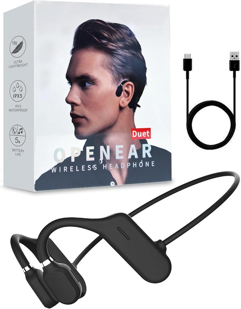 Inductivv Bone Conduction Headphones Sound Revv Open Earphones Wireless Bluetooth Running Headphones with Mic, IP56 Waterproof, Lightweight and Comfortable Fit Sport Bone Conduction Earbuds & Exercise
