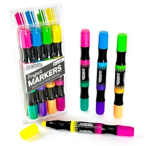 ArtSkills Jumbo Poster Markers for Kids, Neon Chisel Tip Markers, Dual-Tips, 8 Neon Colors, 4ct 2 Different Pack