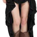ThePirateDressing Steampunk Victorian Cosplay Costume Womens High-Low Show Girl Skirt (X-Large, Black (With Shredded Raw Edges))