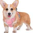 BARKBAY No Pull Dog Harness Large Reflective Dog Harness with Front Clip and Easy Control Handle for Walking Training Running with ID tag Pocket(Baby Pink,M)