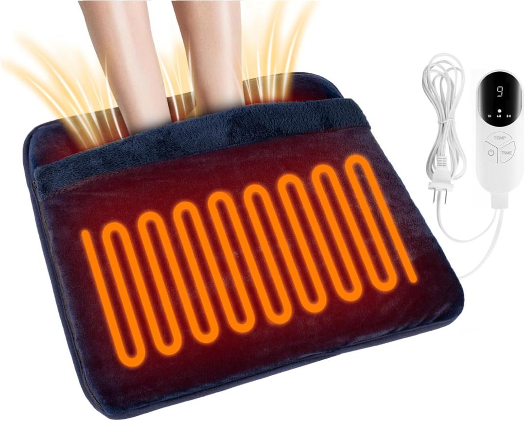 Electric Heated Foot Warmers for Men and Women Foot Heating Pad Electric with Fast Heating Technology Heating Pad Feet Warmer with 3 Temperature Setting (Navy Blue)