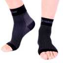 2 x Doc Miller Ankle Brace for Women & Men  Foot Compression Sleeve, Toeless Wrap & Support for Pain Relief, Plantar Fasciitis, Achilles Tendonitis & Injury Recovery, 1 Pair (Medium, Black)