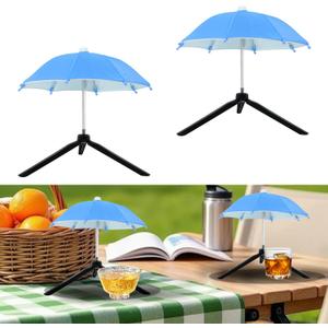 SnowTing 2 Sets Mini Pool Umbrella, Foldable Drink Shade to Keep Your Drinks Cold, 10.6 Inch Portable Phone Umbrella to Prevent Overheated Phone, Suitable for Beach, Pool, Patio and Camping
