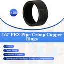 25 Pack 1/2" PEX Copper Crimp Rings, for Pex Pipe Connection
