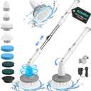 kHelfer Electric Spin Scrubber Kh8, Upgrade Cordless Shower Scrubber 8 Replacement Head, 1.5H Bathroom Scrubber Dual Speed, Shower Cleaning Brush with Extension Arm for Bathtub Tile Floor (Pearl White)