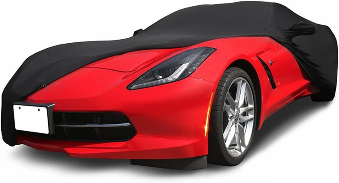 Indoor Car Cover Custom Fit for Corvette C7 C6 C5 C4 Luxurious Soft Stretch Satin Car Cover Breathable Dust-Proof for Underground Garage, Car Show