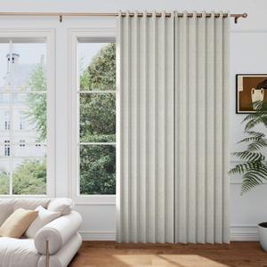 Accordion Sliding Door Curtain, Flax Linen Curtain for Living Room 96 inch Long Pinch Pleated Look Vertical Drape for Bedroom/Living Room, 1 Panel, W45 x L96, Natural