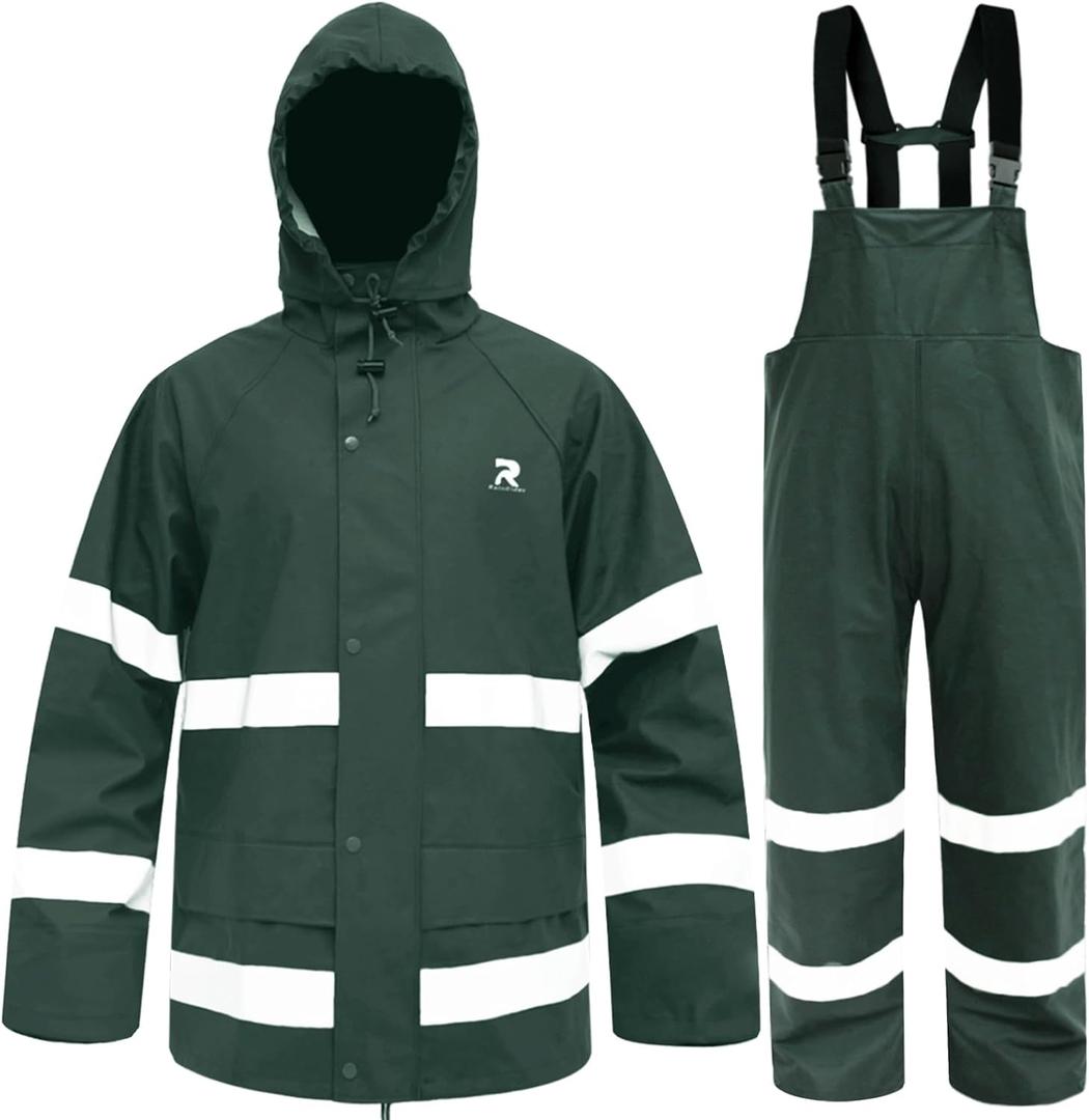 RainRider Rain Suits for Men Waterproof Rain Jacket Coat Pants Heavy Duty Women Fishing Rain Gear Workwear (3X-Large)